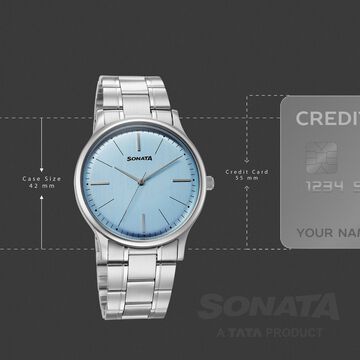 Sonata Aspire Quartz Analog Blue Dial Stainless Steel Strap Watch For Men