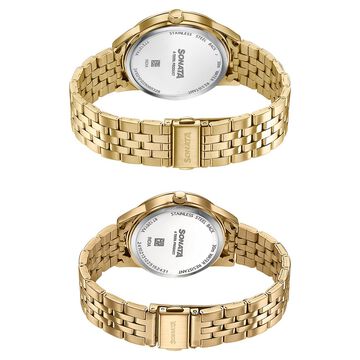 Sonata Jashn Quartz Analog Green Dial Golden Metal Strap Watch For Couple