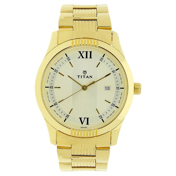 Titan Quartz Analog White Dial Stainless Steel Strap Watch for Men - image number 0