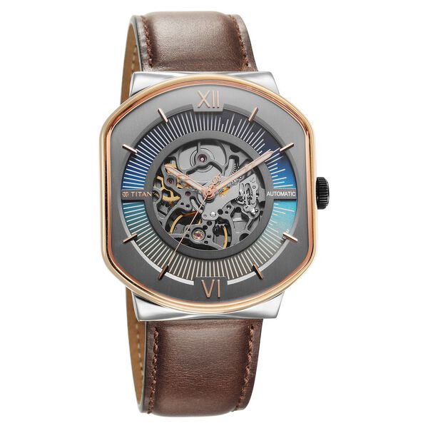 Titan Techno Beats Anthracite Dial Automatic Leather Strap watch for Men - image number 1