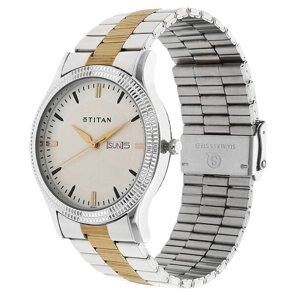 Titan Metal White Dial Analog with Day and Date Stainless Steel Strap Watch for Men - image number 1