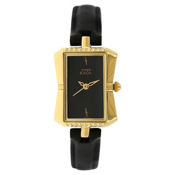 Titan Raga Black Dial Analog Leather Strap Watch for Women