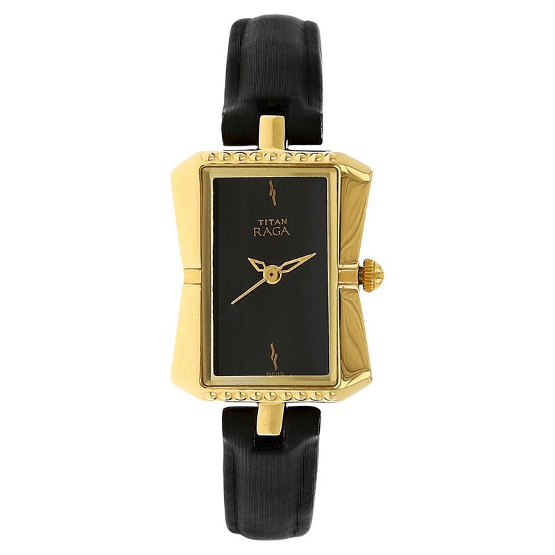 Titan Raga Black Dial Analog Leather Strap Watch for Women - image number 0