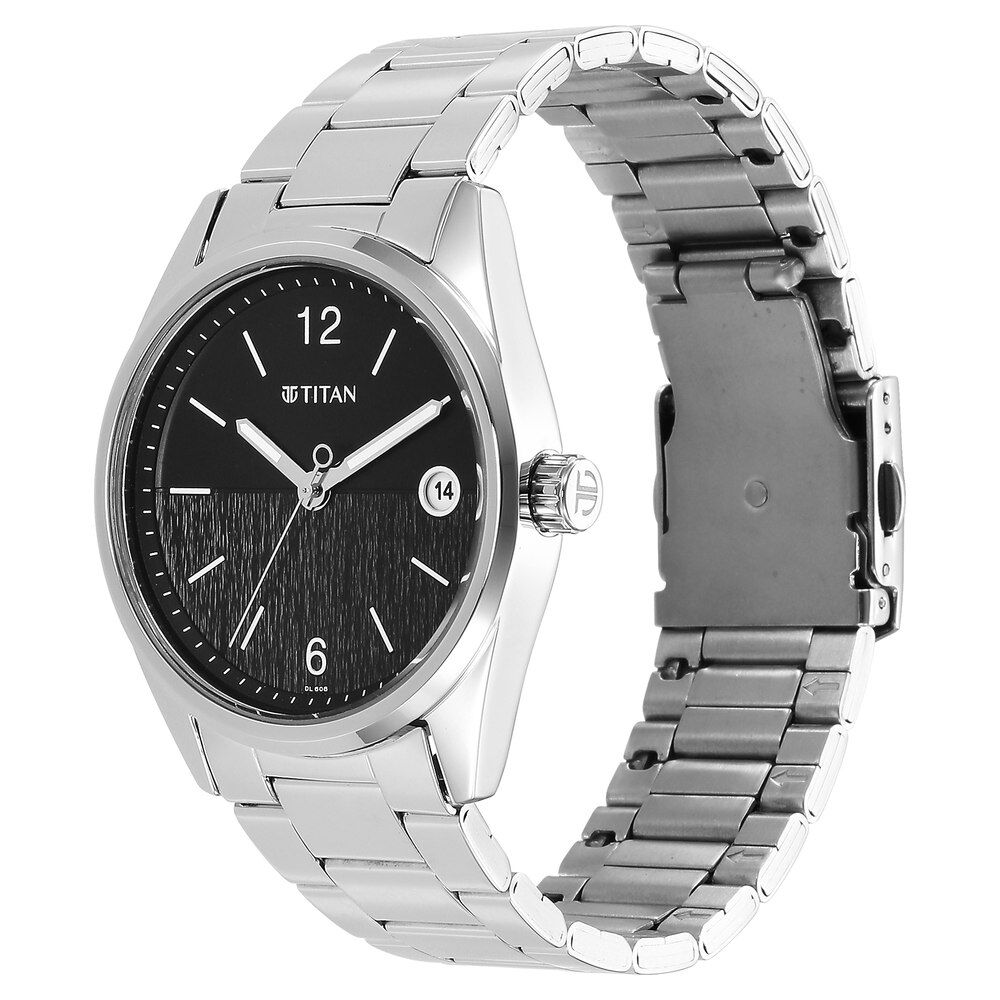 Buy Online Titan Neo Black Dial Analog with Date Stainless Steel Strap watch for Men nr1729sm08 Titan