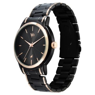 Fastrack Vyb Phantom Quartz Analog Black Dial Two Toned Metal Strap Watch For Guys