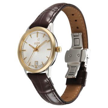 Xylys Swiss Quartz Silver Dial Two Toned Leather Strap Watch For Women