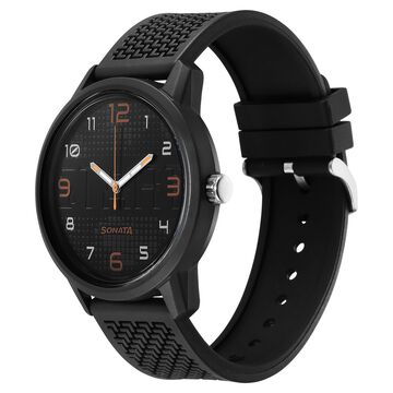 Sonata Volt Quartz Analog Black Dial Polyurethane Strap Watch for Men