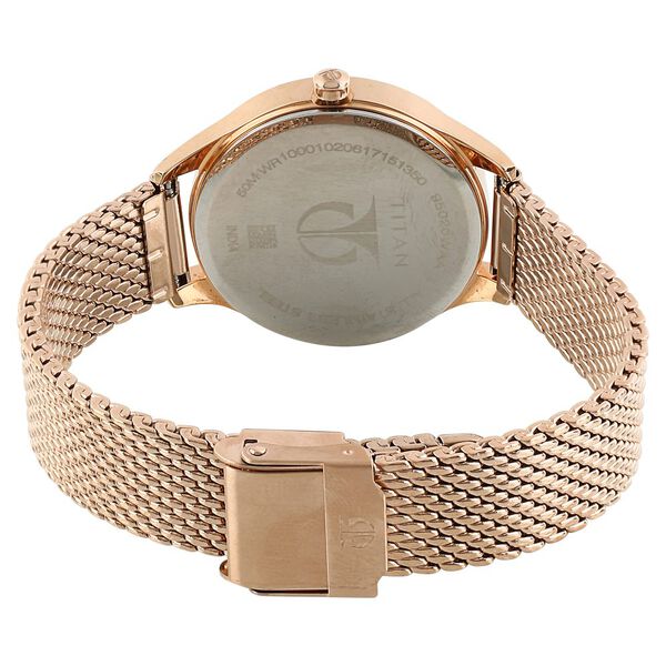 Titan Quartz Analog Rose Gold Dial Stainless Steel Strap Watch for Women - image number 3