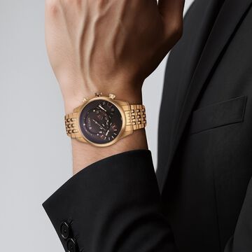 Titan Micromotors Analog with Independent Hour, Minute and 2nd Sub-Dial Rose Gold Stainless Steel Strap Watch for Men