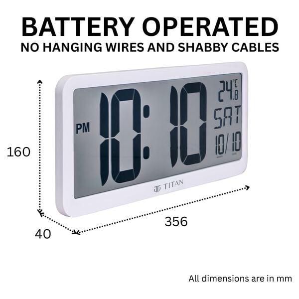 Titan Premium Digital Clock - Digital LCD Panel Battery Operated No Wires Modern Minimalist Design Decorative Wall Decor - image number 2
