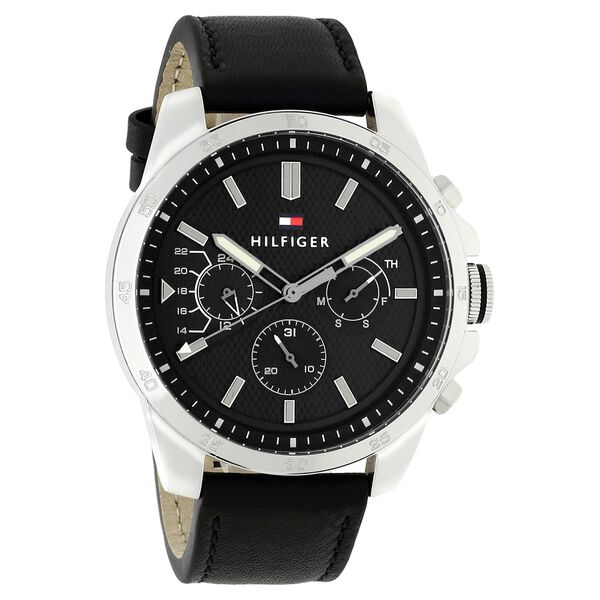Tommy Hilfiger Quartz Analog Black Dial Leather Strap Watch for Men - image number 1