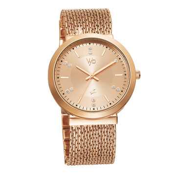 Fastrack Vyb Flare Quartz Analog Rose Gold Dial Metal Strap Watch for Girls