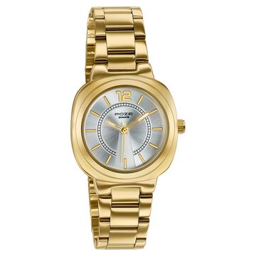 Poze By Sonata Quartz Analog Silver Dial Golden Stainless Steel Strap Watch For Women