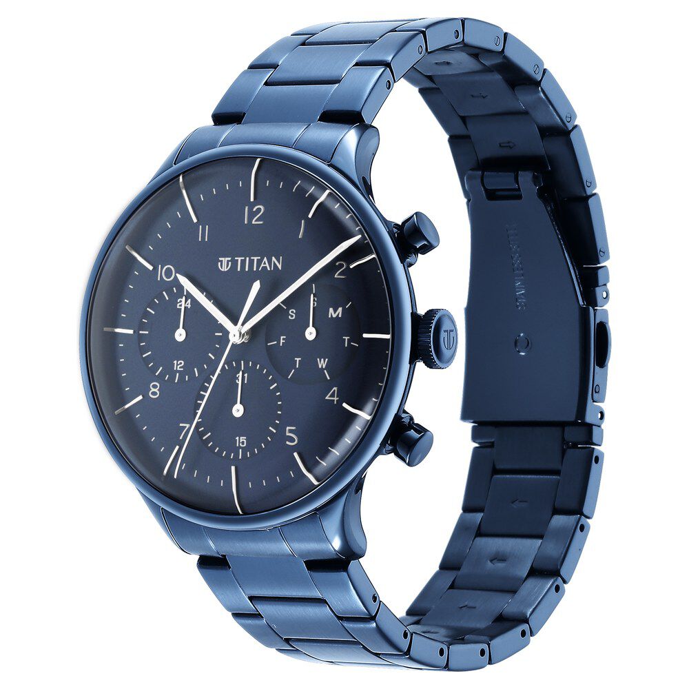 Buy Online Titan Urban Magic Blue Dial Multial Stainless Steel Strap watch for Men ns90102qm01 Titan