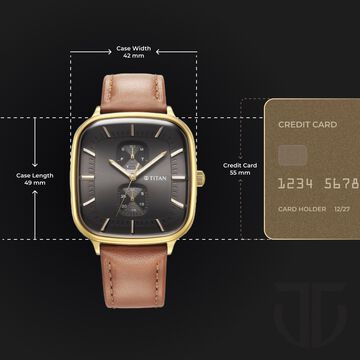 Titan Avant Garde Anthracite Dial Quartz Multifunction Leather Strap watch for Men