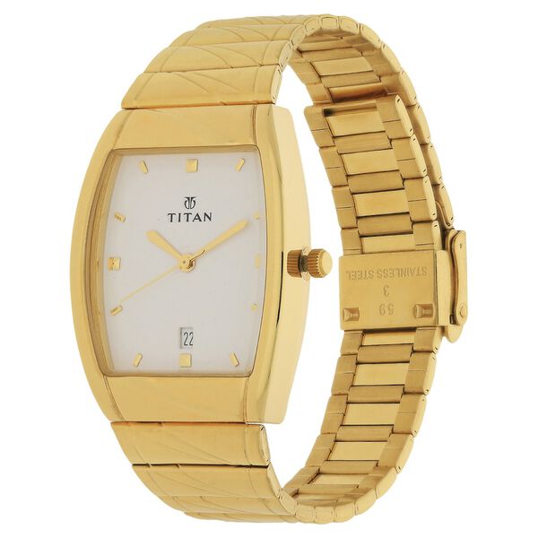 Titan Quartz Analog with Date White Dial Stainless Steel Strap Watch for Men - image number 3