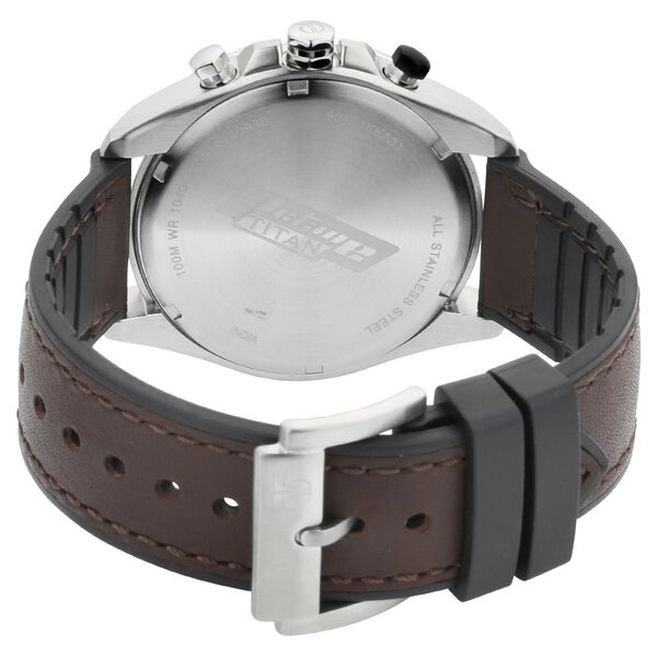 Titan Octane Hyper Lume Black Dial Quartz Multifunction Leather Strap watch for Men - image number 4