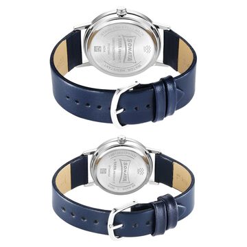 Sonata Pairs Quartz Analog White Dial Black Leater Strap Watch for Couple