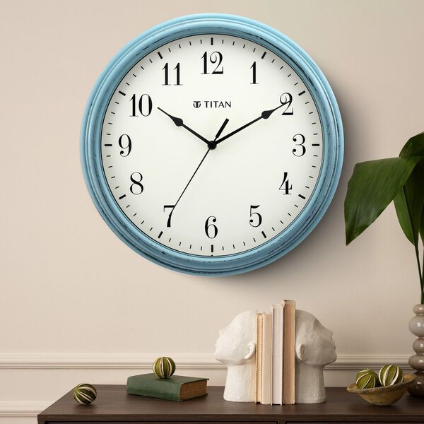 Titan Contemporary Distressed Finish White Wall Clock with Silent Sweep Technology - 32.5 cm x 32.5 cm (Medium) - image number 0