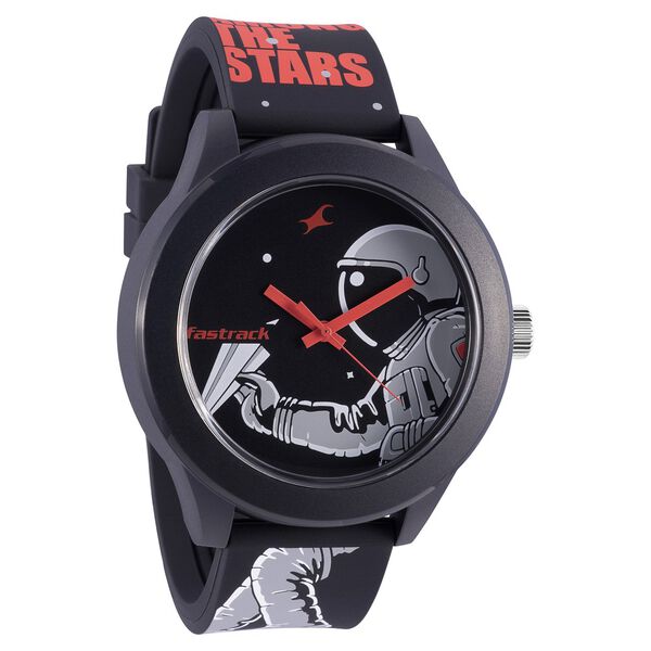 Fastrack Space Rover Quartz Analog Black Dial Silicone Strap Unisex Watch