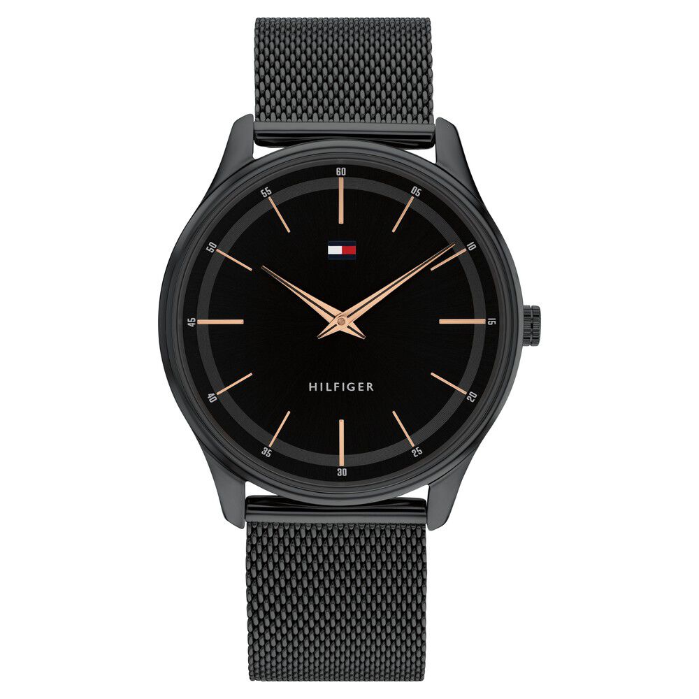 Tommy hilfiger black cheap dial watch