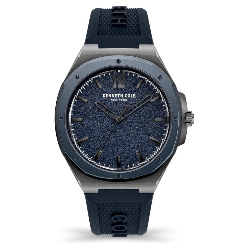 Kenneth Cole Quartz Analog Blue Dial Silicone Strap Watch for Men