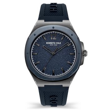 Kenneth Cole Quartz Analog Blue Dial Silicone Strap Watch for Men