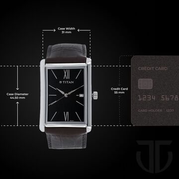 Titan Men's Urban Chic: Modernist Black Dial & Leather Strap Watch