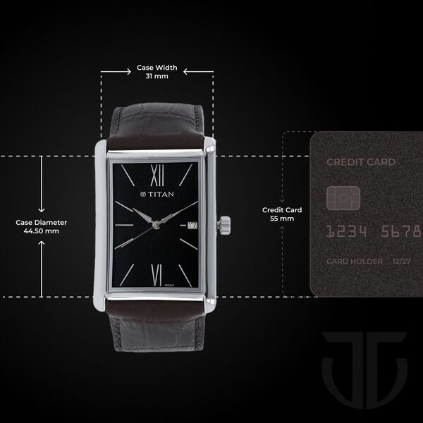 Titan Men's Urban Chic: Modernist Black Dial & Leather Strap Watch - image number 2