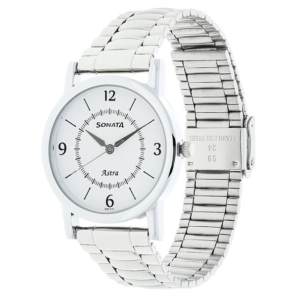 Sonata Quartz Analog White Dial Stainless Steel Strap Watch for Men - image number 1