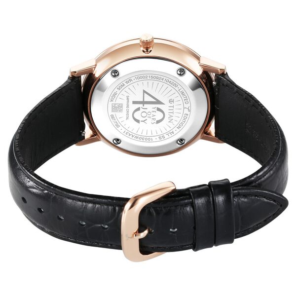 Titan 40 years Quartz Analog Silver Dial Black Leather Strap Watch For Men - image number 4