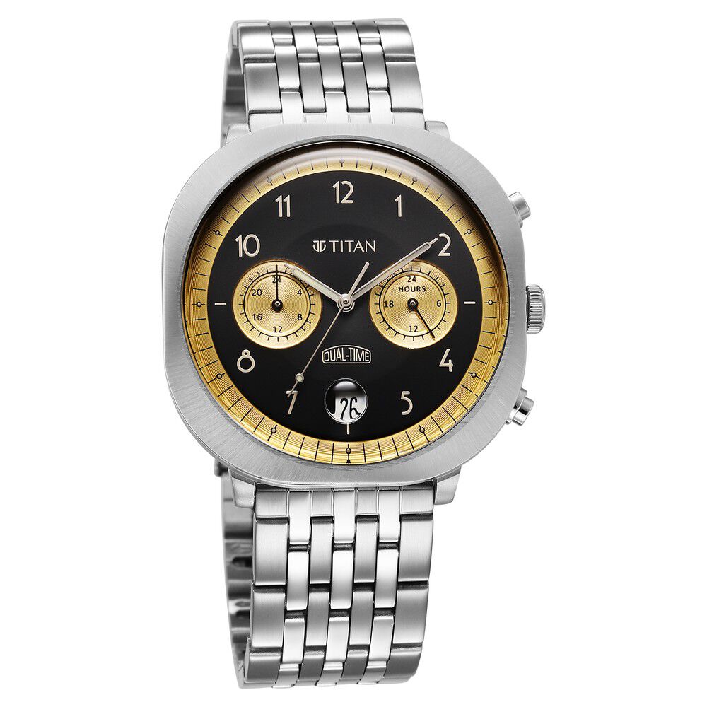 Dual time analog watch best sale