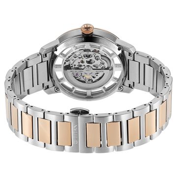 Titan See-Through Skeletal Automatic Analog with White Dial Bimetal Rose Gold & Steel Strap Watch for Men