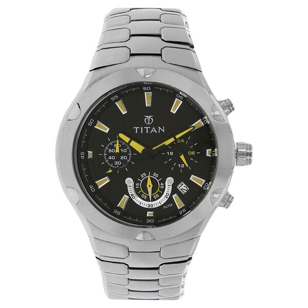 Titan Quartz Chronograph Black Dial Stainless Steel Strap Watch for Men - image number 0