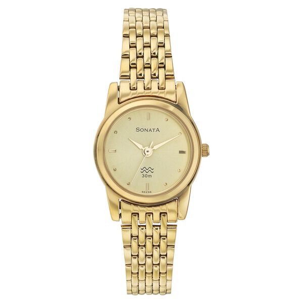 Sonata Quartz Analog Champagne Dial Strap Watch for Women - image number 0