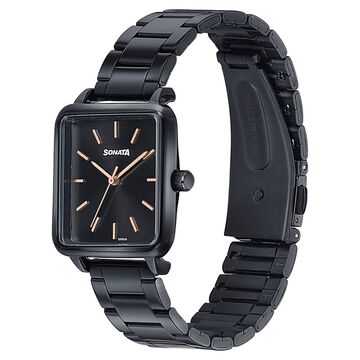 Sonata Wedding Edit Quartz Analog Black Dial Stainless Steel Strap Watch For Women