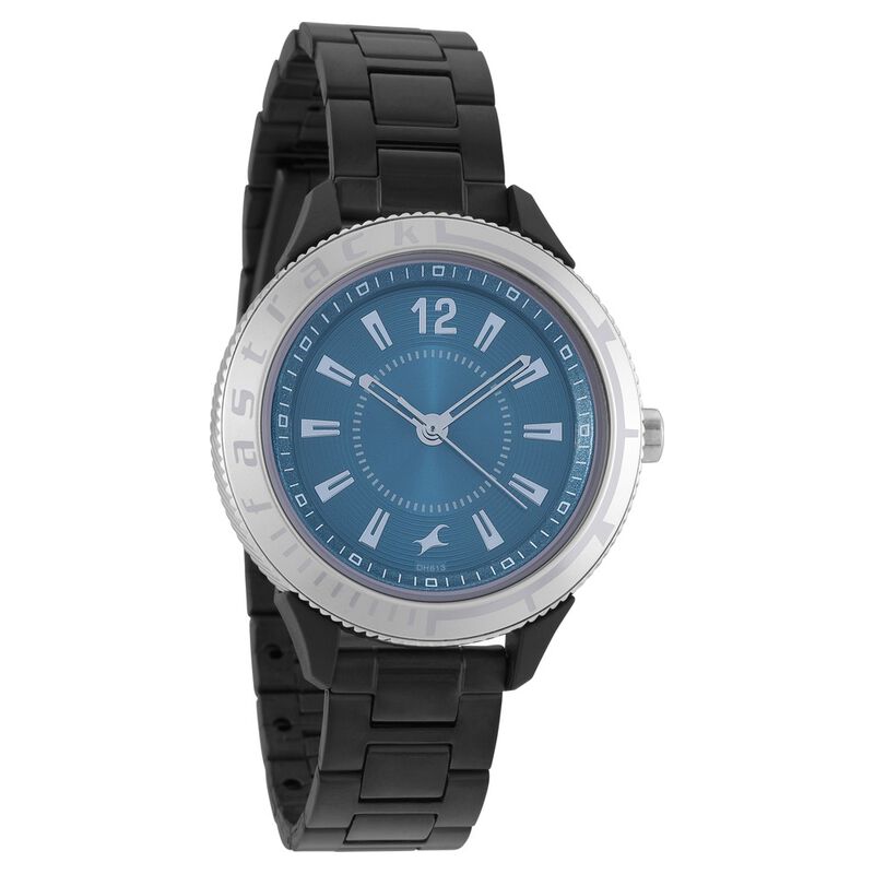 Fastrack Modular Quartz Analog Blue Dial Stainless Steel Strap Watch for Girls