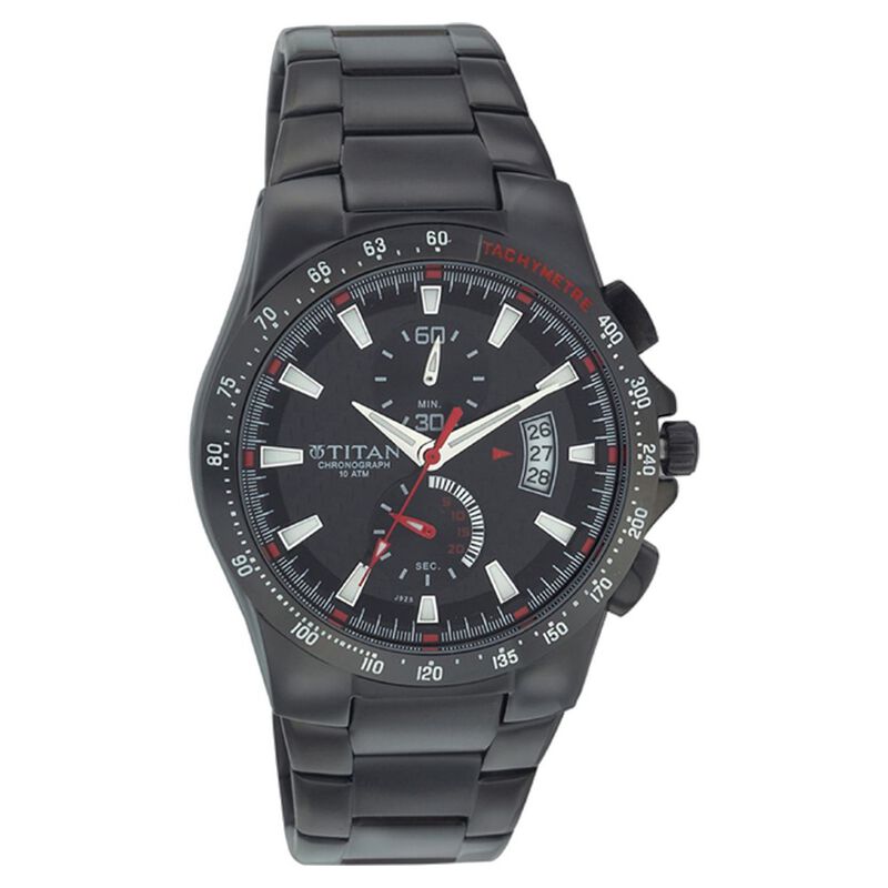 Titan Quartz Chronograph Black Dial Watch for Men