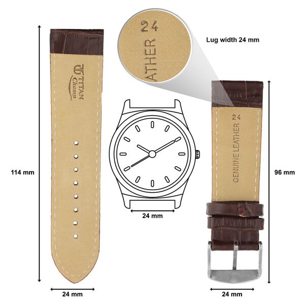 24 mm Brown Genuine Leather Straps for Men - image number 1