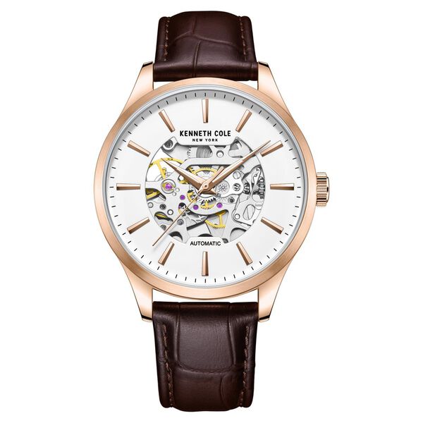 Kenneth Cole Automatic White Dial Leather Strap Watch For Men - image number 0