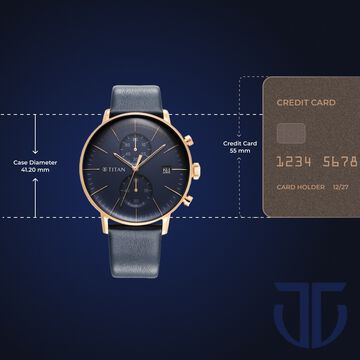 Titan Infinity Display Blue Dial Chronograph Leather Strap watch for Men