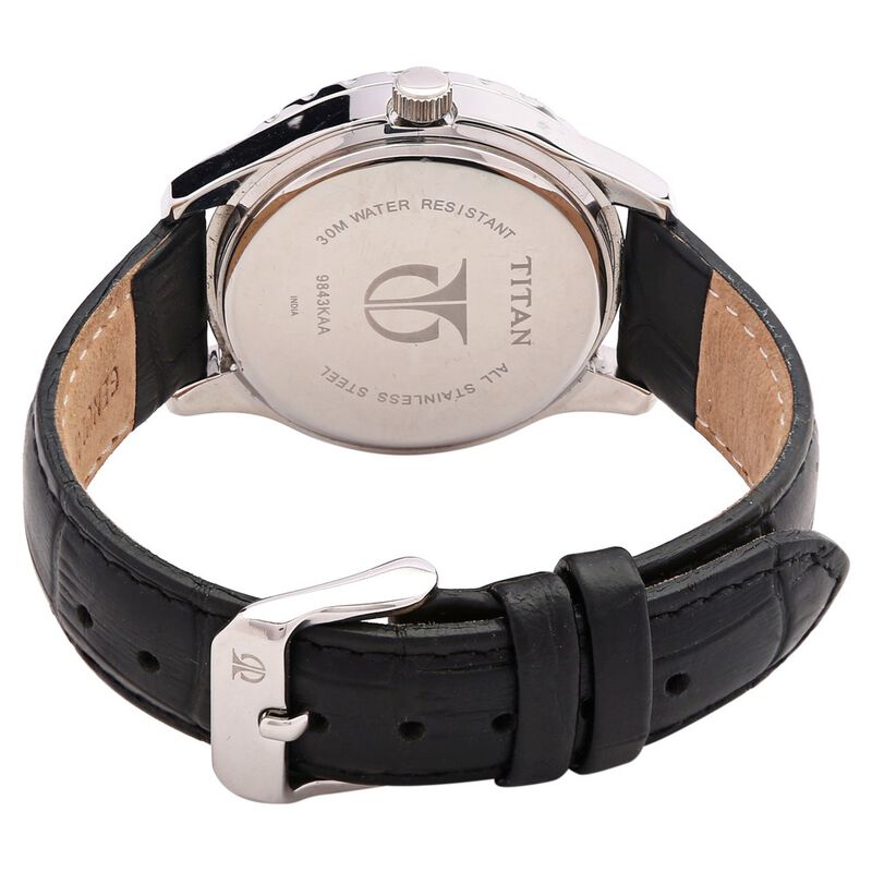Titan Quartz Analog with Date Black Dial Leather Strap Watch for Women - image number 2