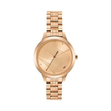 Fastrack Stunners Quartz Analog Rose Gold dial Stainless Steel Strap Watch for Girls