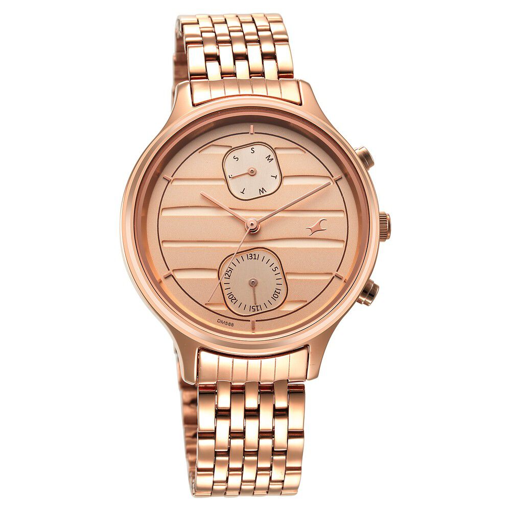 Buy Online Fastrack Style Up Rose Gold Dial Stainless Steel Strap