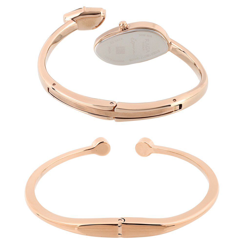Buy Online Titan Raga Espana Rose Gold Dial Analog Bimetal Strap watch for Women 95055wm01f Titan