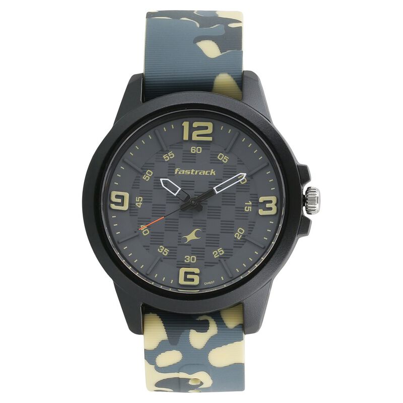 Fastrack Trendies Quartz Analog Grey Dial Silicone Strap Watch for Guys