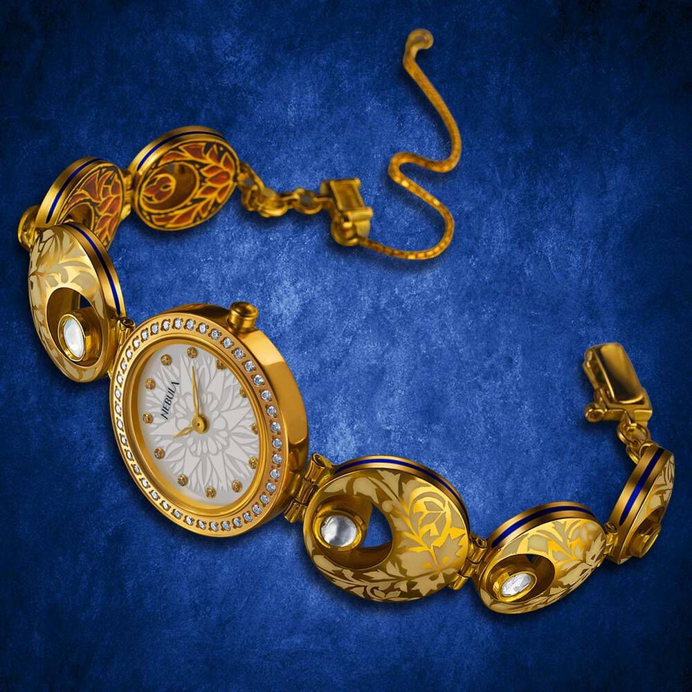 Buy Online Titan Nebula Nazakat Quartz Analog 22 Karat Solid Gold