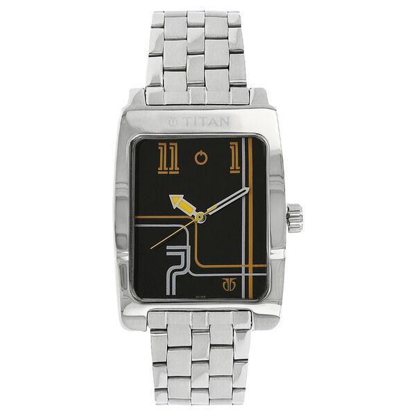 Titan Quartz Analog Black Dial Metal Strap Watch for Men - image number 0