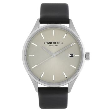 Kenneth Cole Quartz Analog Grey Dial Leather Strap Watch for Men