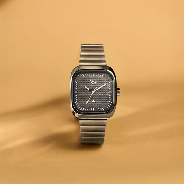 Fastrack Vyb Maverick Quartz Analog Khaki Dial Metal Strap Watch For Guys - image number 0